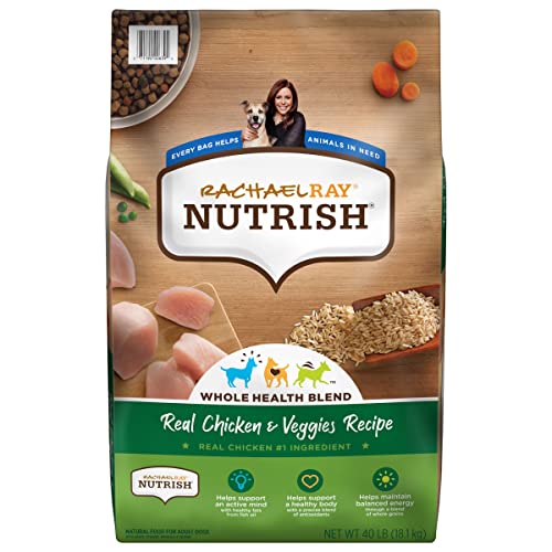 Rachael Ray Nutrish Premium Natural Dry Dog Food, Real Chicken & Veggies Recipe, 40 Pounds (Packaging May Vary)