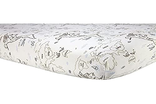 Sadie & Scout Crib Sheet, Zahara World Map Fitted 28×52 Inch (Pack of 1)