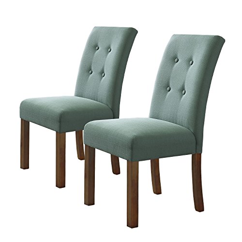 Homepop Home Decor | 4 – Button Tufted Upholstered Parsons Dining Chairs | Set of 2 Accent Dining Chairs, Aqua