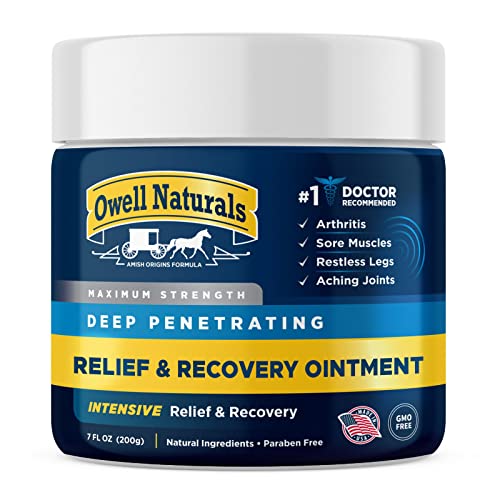 OWELL NATURALS Joint and Muscle Relief Ointment – 7oz – Maximum Strength All Natural Discomfort Reliever for Joint, Muscle, Knee, Back, Neuropathy – 5 Powerful Ingredients