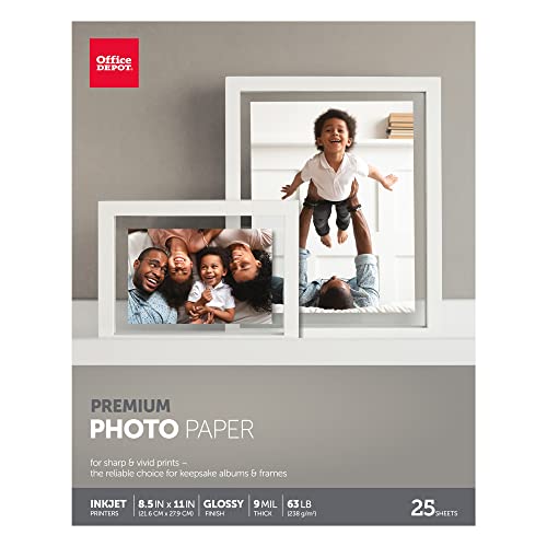 Office Depot Premium Photo Paper, Gloss, 8 1/2in. x 11in., 9 Mil, Pack Of 25 Sheets, 110720