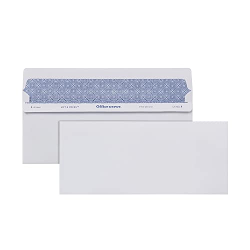 Office Depot Lift Press(TM) Premium Envelopes, #10 (4 1/8in. x 9 1/2in.), 100% Recycled, White, Pack Of 100, 76100