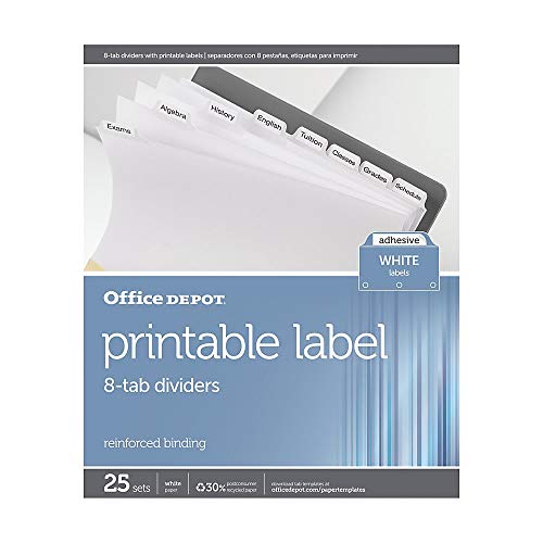 Office Depot Plain Dividers With Tabs And Labels, White, 8-Tab, Pack Of 25 Sets, 11354 | The Storepaperoomates Retail Market - Fast Affordable Shopping