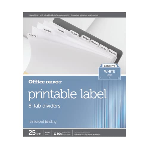Office Depot Plain Dividers With Tabs And Labels, White, 8-Tab, Pack Of 25 Sets, 11354 | The Storepaperoomates Retail Market - Fast Affordable Shopping