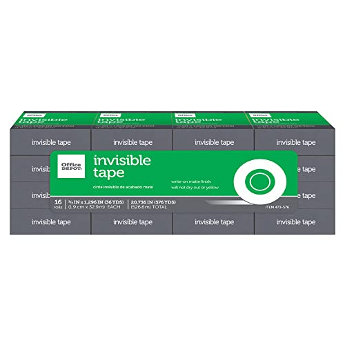 Office Depot Invisible Tape, 3/4in. x 1296in., Pack Of 16, OD-IB3436-16