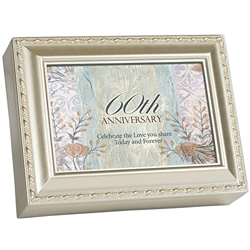 Cottage Garden 60Th Anniversary Champagne Silver Music Box/Jewelry Box Plays Unchained Melody