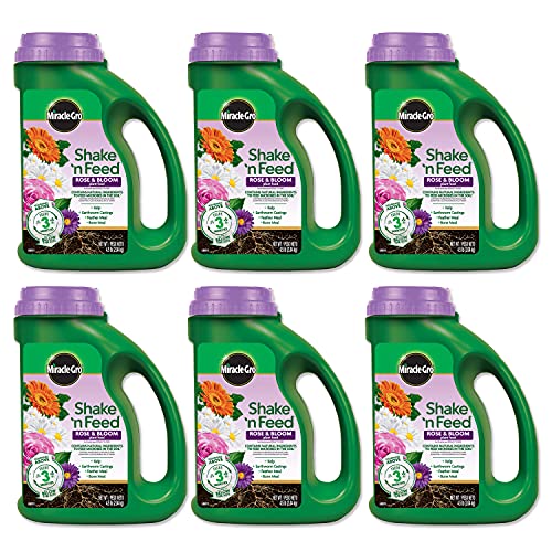 Miracle-Gro Shake ‘N Feed Rose & Bloom Plant Food, Plant Fertilizer, 4.5 lbs. (6-Pack)