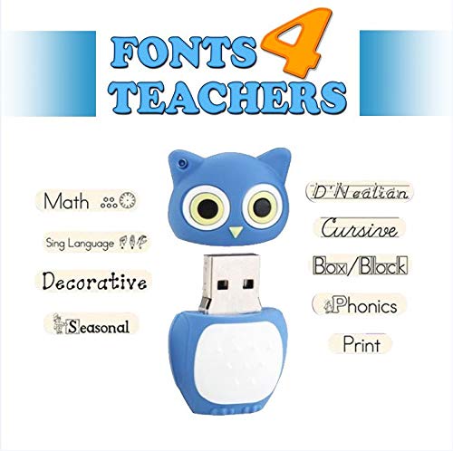 Fonts 4 Teachers Deluxe USB (Manual Embedded) | Software Optimized for Mac and PC | ALL OPERATING SYSTEMS. The Original 57 Creative Fonts Software Collection for the Perfect Teacher | Easy to Install. | The Storepaperoomates Retail Market - Fast Affordable Shopping