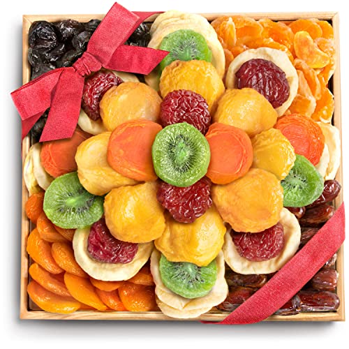 A Gift Inside Bloom Dried Fruit Deluxe Tray Basket Arrangement for Holiday Birthday Healthy Snack Business Kosher 2.75 Pound
