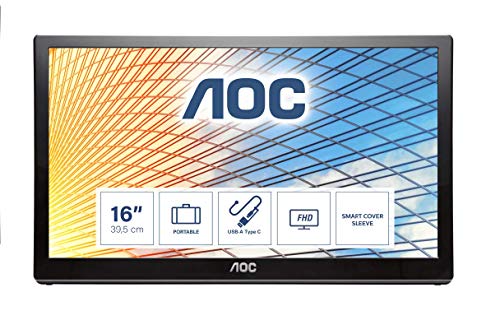 AOC E1659FWU LED monitor – 15.6 inch – 1366 x 768 – 200 cd/m2 – 500:1 (dynamic) – 8 ms – USB – glossy piano black