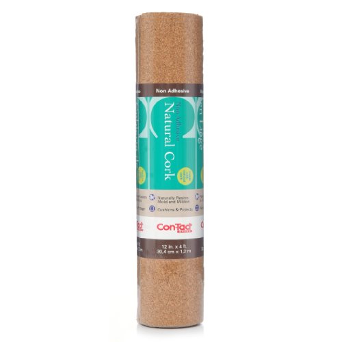 Con-Tact Brand – 04F-C6410-06 Cork Non-Adhesive Shelf and Drawer Liner for Crafters, 12″ x 4′, Natural