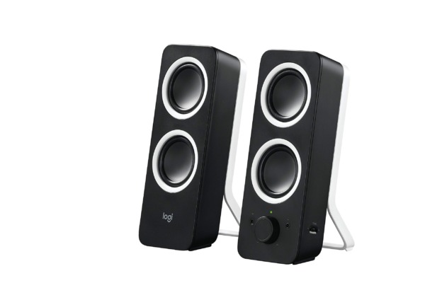 Logitech Z200 PC Speakers, Stereo Sound, 10 Watts Peak Power, 2 x 3.5mm Inputs, Headphone Jack, Adjustable Bass, Volume Controls, PC/TV/Smartphone/Tablet – Black
