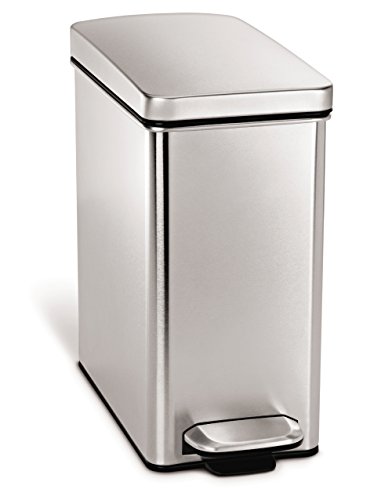 simplehuman 10 Liter / 2.6 Gallon Stainless Steel Bathroom Slim Profile Trash Can, Brushed Stainless Steel | The Storepaperoomates Retail Market - Fast Affordable Shopping