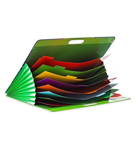 HearthSong Art Place Portfolio with Handles-8 Expandable Color Coded Accordion Files for Organizing Children’s Artwork-19 H x 15.25 W, Green | The Storepaperoomates Retail Market - Fast Affordable Shopping