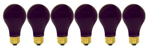 GE Lighting A19 Black Light Incandescent Light Bulb, 60-Watt Replacement, Medium Base, 6-Pack