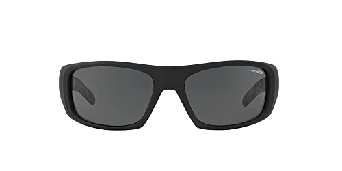 Arnette Men’s AN4182 Hot Shot Rectangular Wrap Sunglasses, Fuzzy Black/Grey, 62 mm