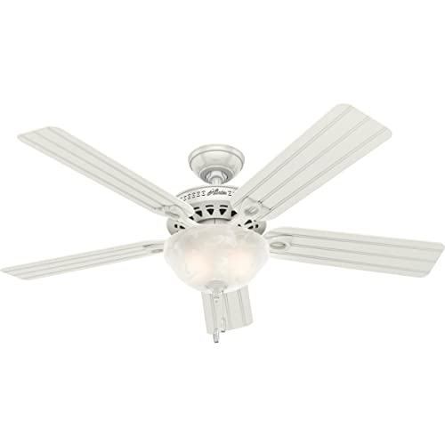 Hunter Fan Company, 53122, 52 inch Beachcomber White Indoor / Outdoor Ceiling Fan with LED Light Kit and Pull Chain