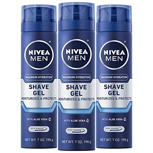 NIVEA MEN Maximum Hydration Shave Gel with Aloe Vera and Provitamin B5, 3 Pack of 7 Oz Cans