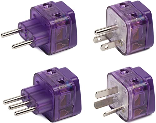 NEW! 4 Pieces AMERICA TRAVEL ADAPTER Pack for SOUTH and N. AMERICA; ARGENTINA CHILE PERU BOLIVIA URUGUAY COSTA RICA COLOMBIA USA MEXICO CANADA / WITH DUAL PLUG-IN PORTS AND BUILT-IN SURGE PROTECTORS