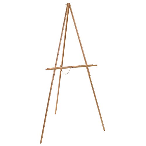 U.S. Art Supply 64″ High Torrey Wooden A-Frame Tripod Studio Artist Floor Easel – Adjustable Tray Height, Holds 40″ Canvas – Wood Display Holder Stand for Paintings, Drawings, Framed Photos, Signs