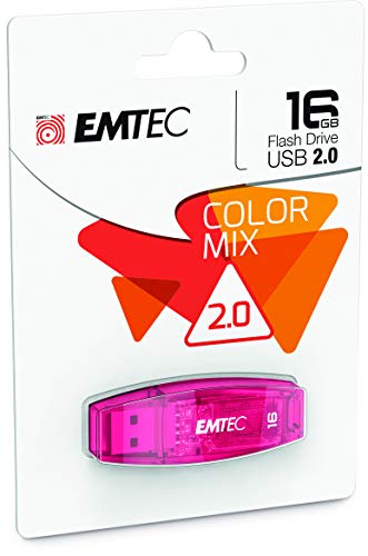 Emtec C410 Color Mix Flash Drive, 16GB, Red, ECMMD16GC410