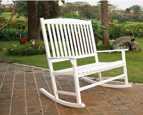 Mainstay Outdoor Seats 2 Porch Double Rocker Rocking Chair White Wood (White)
