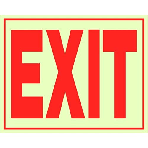 Hillman 840200 Glow-in-The-Dark Exit Sign 8″ x 11″, 8 inches x 11 inches, White