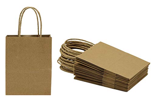 Creative Hobbies® Small Kraft Paper Gift Handle Bags – Perfect for Weddings, Favors, Goody Bags | Wholesale Pack of 13 Bags