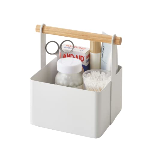 Yamazaki Home Tosca Storage Basket – Wood Handle Organizer – Small – Steel + Wood