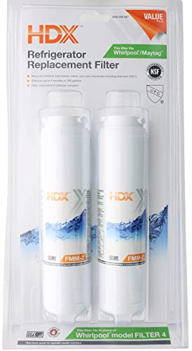 HDX FMM-2 Replacement Water Filter / Purifier for Whirlpool Refrigerators (2 Pack)