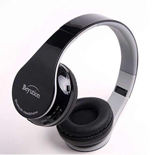 Beyution Hi-Fi Stereo Bluetooth Headphones Best audio Performance Over-ear Bluetooth Headset for Apple Iphone 7 6 5s 5c 5 iPAD Ipod iTouch MAC SAMSUNG S5 S4 S3 Note5 Cell Phone and tablet(BT513-black)