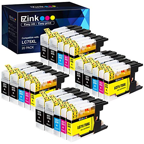 E-Z Ink (TM) LC71/75XL Compatible Ink Cartridge Replacement for Brother LC75 LC79 XL to Use with MFC-J430W MFC-J6510DW MFC-J6710DW MFC-J6910DW (8 Black, 4 Cyan, 4 Magenta, 4 Yellow) 20 Pack