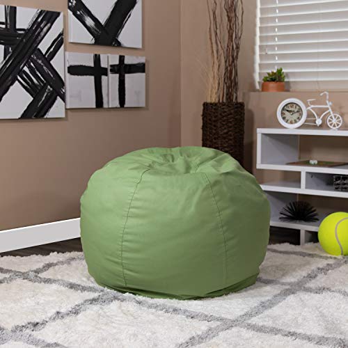 Flash Furniture Small Solid Green Bean Bag Chair for Kids and Teens 30″D x 30″W x 18″H