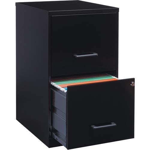 Lorell SOHO 18″ 2-Drawer File Cabinet 14.3″ x 18″ x 24″ -Locking Drawer, Pull Handle, Glide Suspension – Black