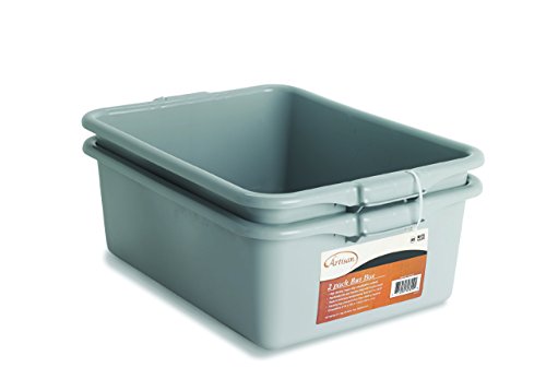 Artisan Utility Bus Box and Storage Bin with Handles, 2-Pack, Gray, 15.5″ x 21″ x 7″