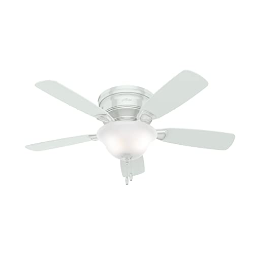 Hunter Fan Company, 52062, 48 inch Low Profile White Low Profile Ceiling Fan with LED Light Kit and Pull Chain