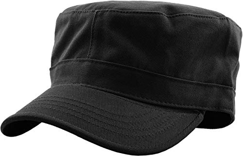 KBK-1464 BLK L Cadet Army Cap Basic Everyday Military Style Hat (Now with STASH Pocket Version Available)