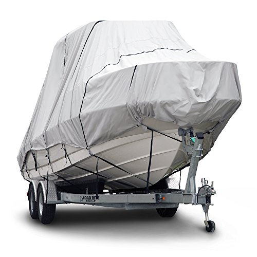 Budge B-621-X5 600 Denier Hard/T-Top Boat Cover Gray 18′-20′ Long (Beam Width Up to 106″) Waterproof, UV Resistant