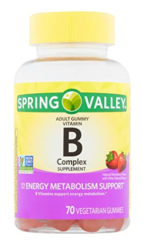 Spring Valley B-Complex Adult Gummy 70 Count – Natural Wild Strawberry Flavor (Packaging May Vary)