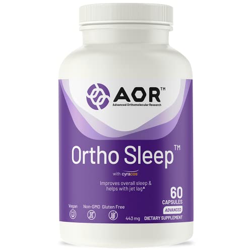 AOR, Ortho Sleep, Improves Overall Sleep & Helps with Jet lag, Natural Supplement with GABA, Melatonin, L-Theanine, Vegan, 30 Servings (60 Capsules)