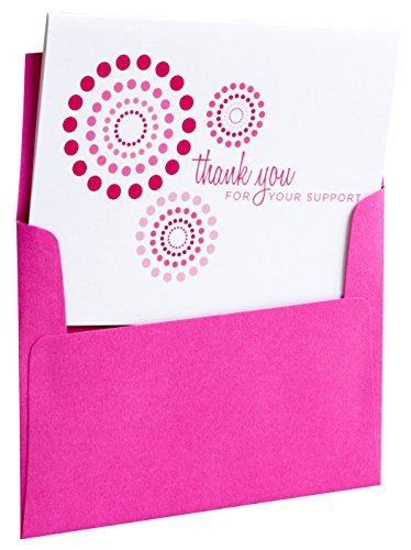 Two Poodle Press 10 Breast Cancer Support, Modern Pink Ribbon Thank You Cards, Printed on 100% Recycled Stock – For Charity Events, Runs, Walks and 3-Day – Maddie
