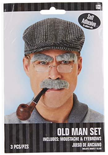 amscan 840999  Gray Old Man Moustache and Eyebrows Set 7.6″ x 5.3″