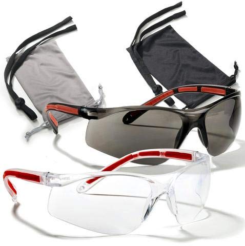 Safety Glasses Eye Protection – Comfort Eyewear – 2 Pair, 2 Neck Cords, 2 Cases – SuperLite and SuperClear Lens Technology, Z87.1 – CE 166 Certified