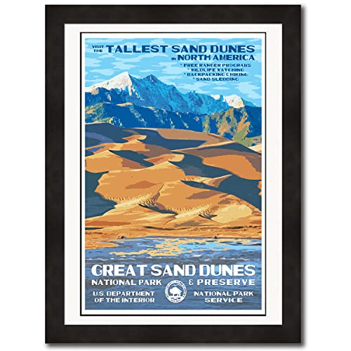 National Park Posters Great Sand Dunes Original Artwork – 13″ x 19″ by Rob Decker – WPA Style