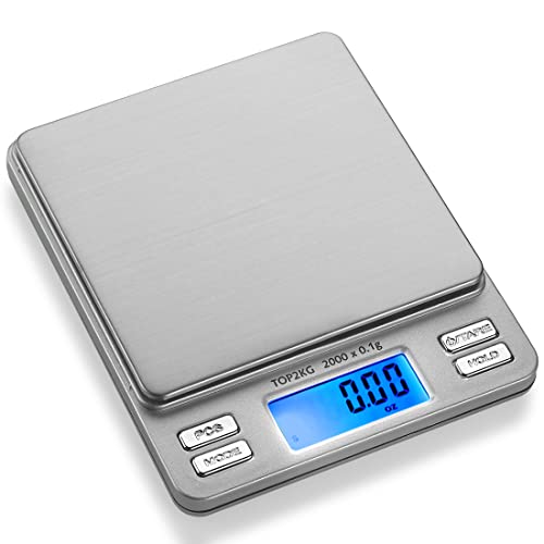 Smart Weigh Digital Pro Pocket Scale 2000g x 0.1gram,Jewelry Scale, Coffee Scale, Food Scale with Tare, Hold and Counting Function ,Back-Lit LCD Display