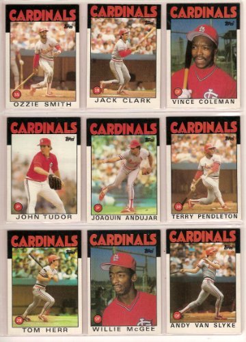 St Louis Cardinals 1986 Topps Baseball Master Team Set with year-end Traded Cards & All-Star Cards) (37 Cards) (Vince Coleman Rookie Card) (Ozzie Smith) (Terry Pendleton Rookie) (Tommy Herr) (Bruce Sutter) (Andy Van Slyke) (Whitey Herzog) (Willie McGee) (