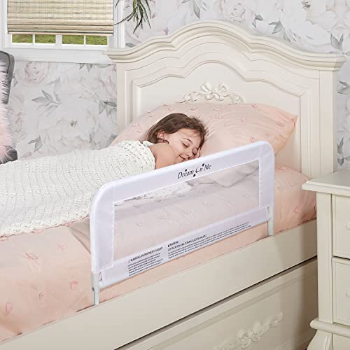Dream On Me Lightweight Mesh Security Adjustable Bed Rail for Toddler with Breathable Mesh Fabric in White