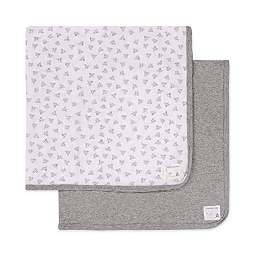 Burt’s Bees Baby – Blankets, Set of 2, 100% Organic Cotton Swaddle, Stroller, Receiving Blankets (Heather Grey Solid + Honeybee Print) , 29×29 Inch (Pack of 2)