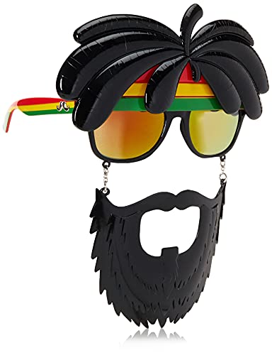 Sun-Staches unisex adult Rasta Sunglasses Instant Costume Party Favors UV400, Black/Yellow/Green, One-Size US