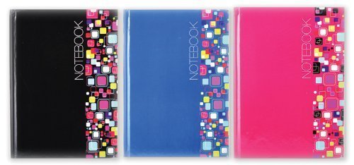 Blue A5 Notebook Ruled Hard Back Bound Note Book Squares Design